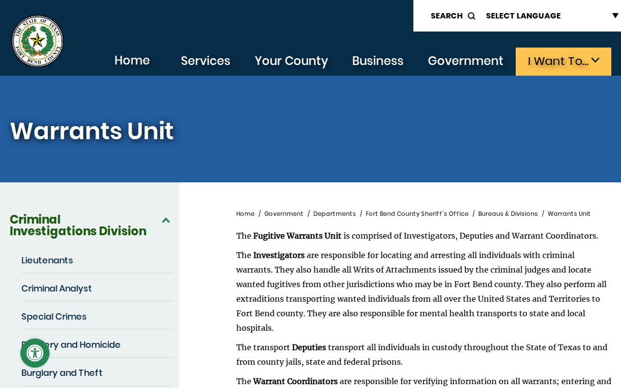 Fort Bend County warrant unit confirmation instructions