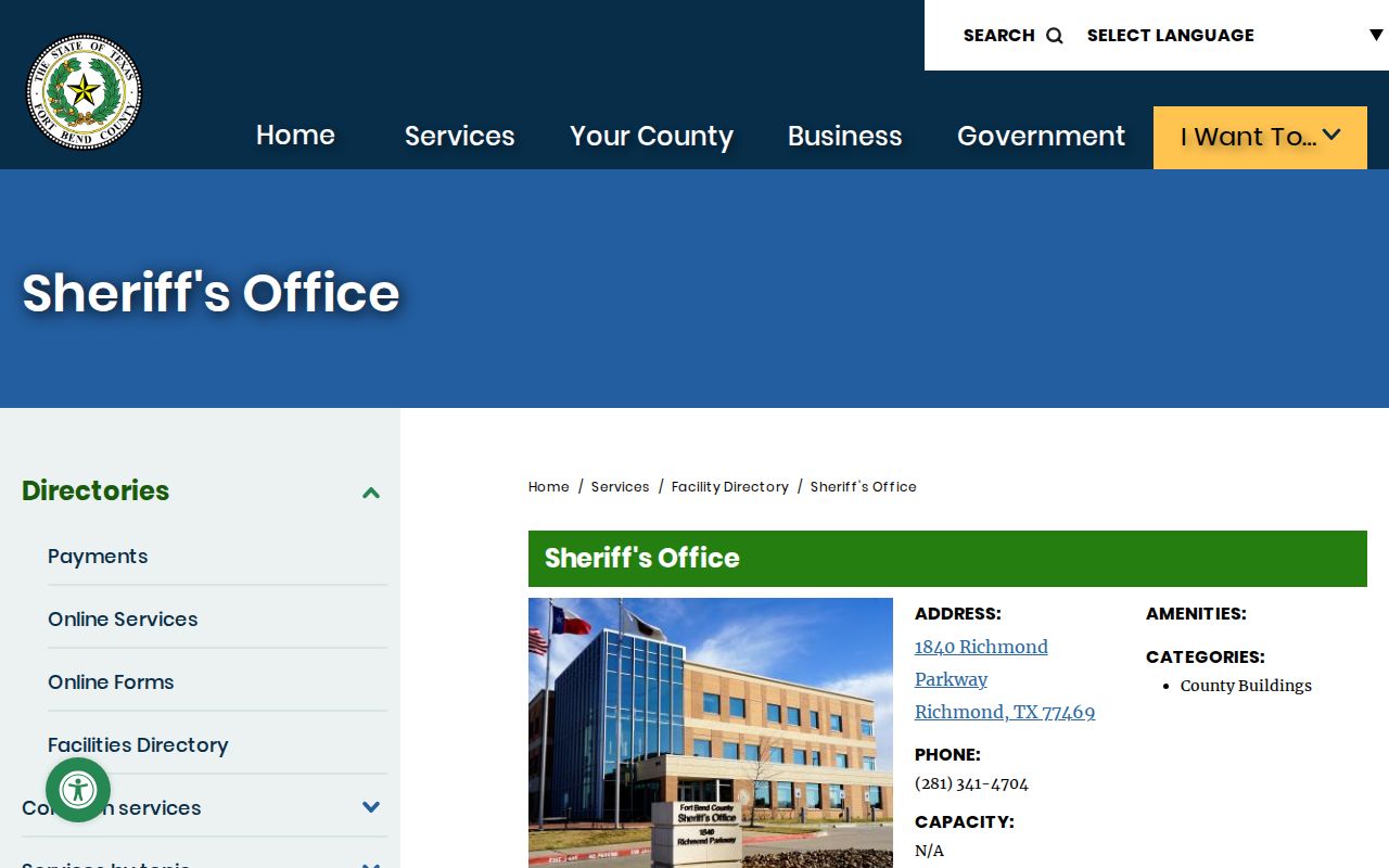 Fort Bend County warrant office location information